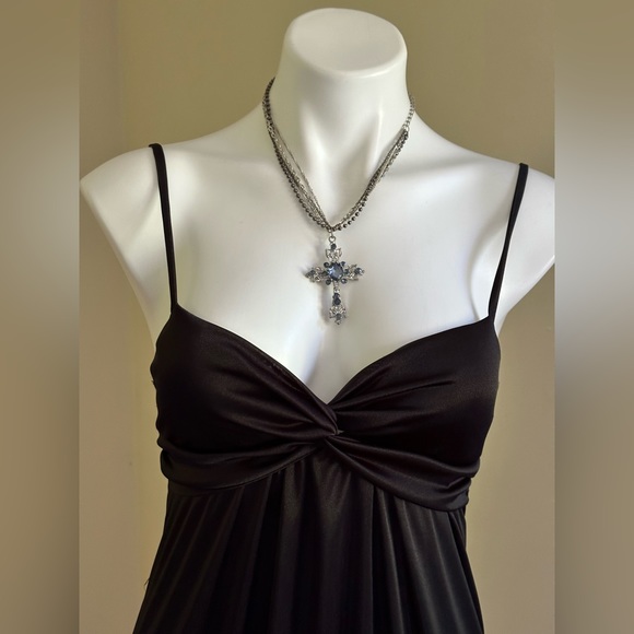 Forever 21 Black Mini Slip Dress Twisted padded Sweetheart Front SZ S. - Picture 2 of 11